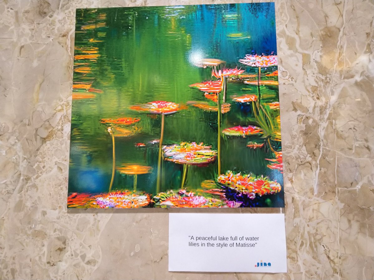 __MadeR__'s tweet photo. Digitally created/painted by @JinaAI_ using the input "a peaceful lakefull of water in the style of Matisse". Astonishing! https://t.co/Eu9LeBzp07