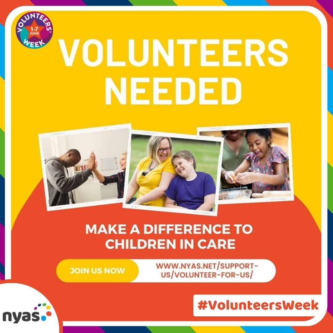 🚨Volunteers Needed! 🚨

NYAS are looking for volunteers to support children and young people in care across England and Wales, particularly in: 

📍 Slough
📍 Surrey 
📍 Dorset
📍 Southend-On-Sea
📍 Lancashire
📍 Wigan
 
Learn more ➡️ bit.ly/3m3cqrp

#VolunteersWeek