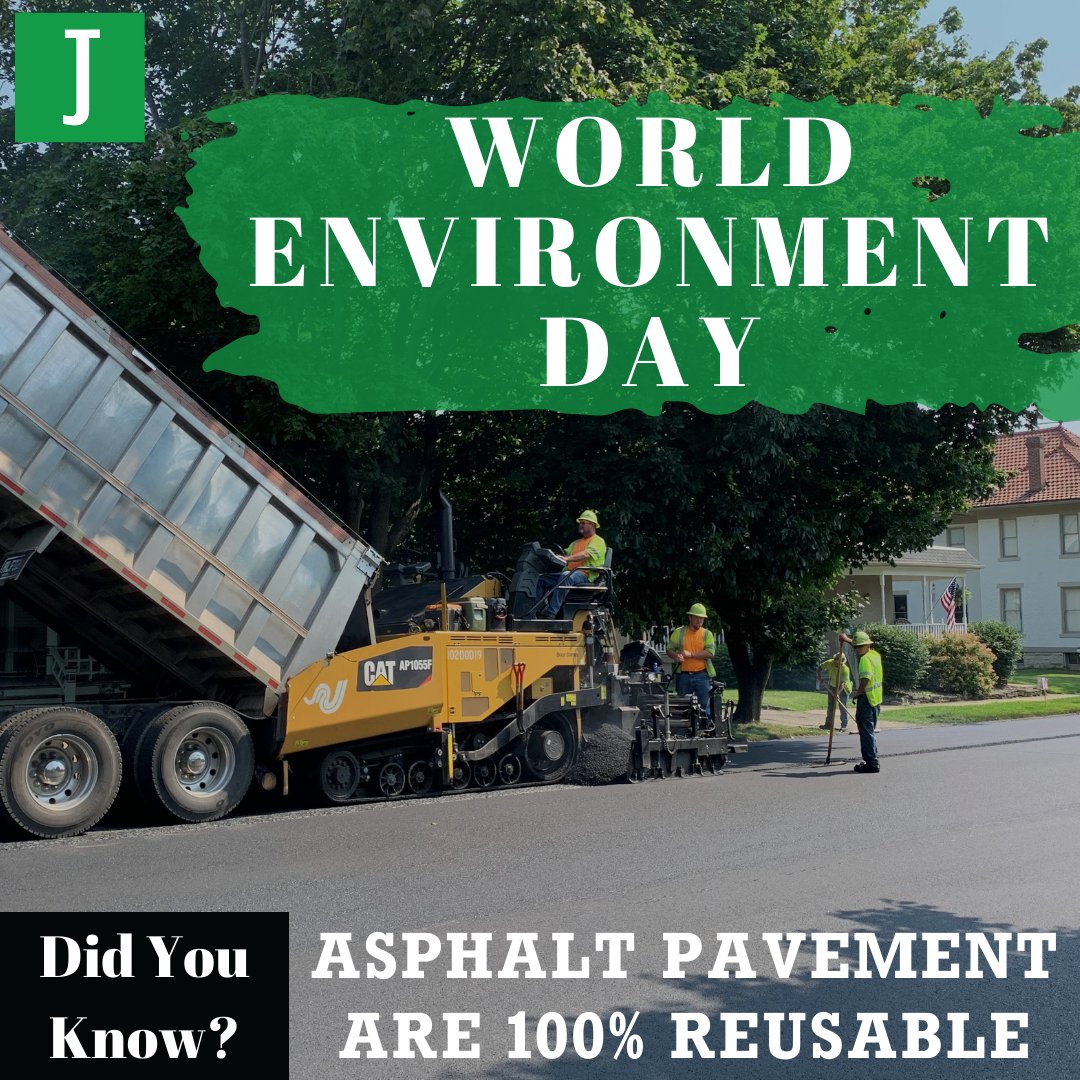 jrjnet's tweet photo. Happy World Environment Day!
#DIY Asphalt pavements are environmentally, economically and socially the sustainable pavement of choice!
#WorldEnviromentDay #Asphalt #IBuildAmericaOhio #IBuildAmericaKentucky #IBuildAmericaIndiana #MACCTech https://t.co/0rNPybSTWD