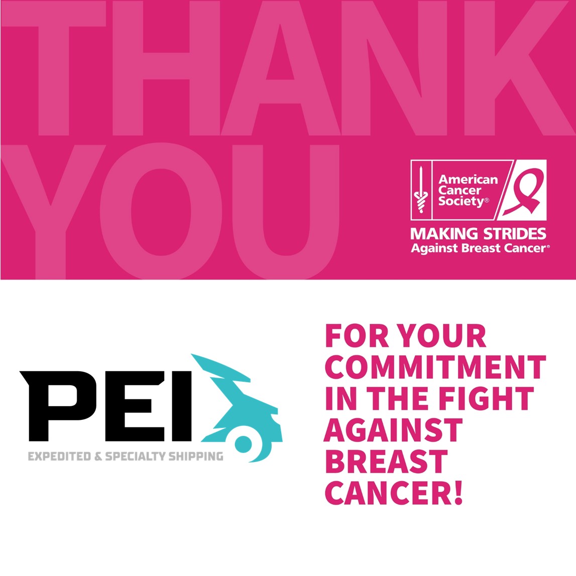 #SponsorSunday to our newest returning sponsor, PEI! We are thrilled to have this amazing team with us for #StridesATL in 2022. 
Join them as a sponsor today by sending an email to Lisa.Obser@cancer.org! 
#makingstrides #breastcancer #sponsorship