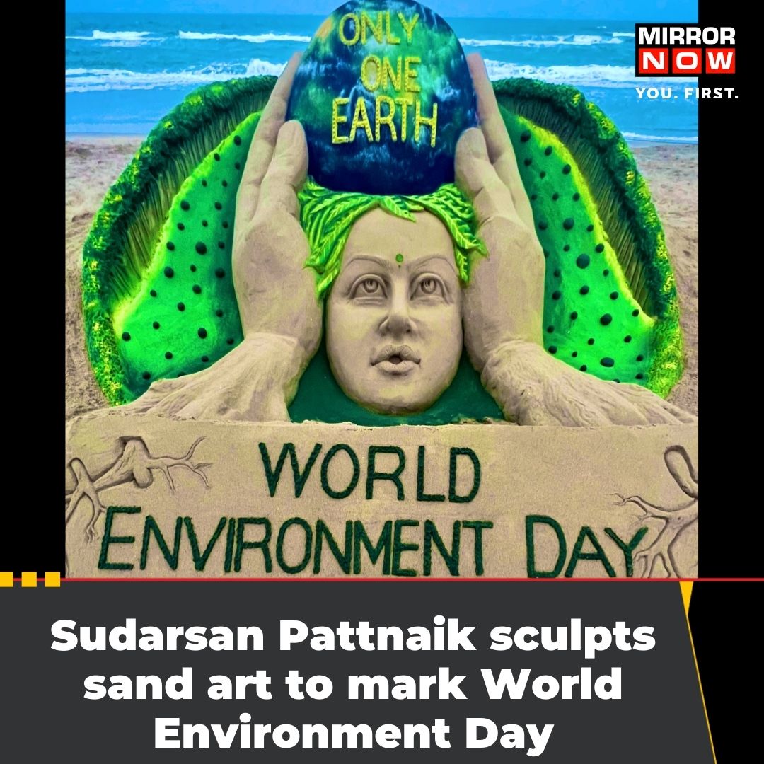 Renowned sand artist <a href="/sudarsansand/">Sudarsan Pattnaik</a> created a sand sculpture at #Puri beach to mark #WorldEnvironmentDay2022. Around 13 tonnes of sand were used to make the sculpture.