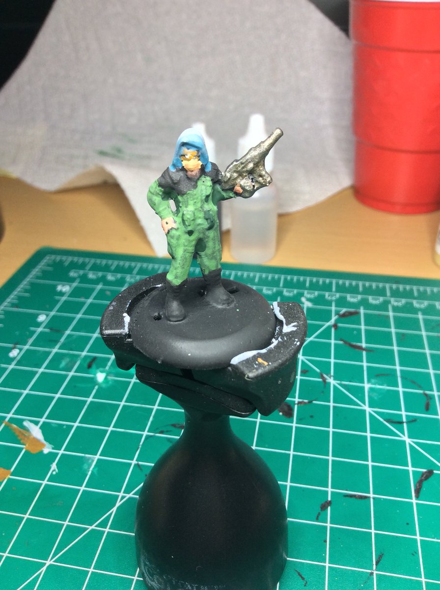 ⁦@Goblins_Mordor⁩ ⁦<a href="/reapermini/">Reaper Miniatures</a>⁩ WIP got the shadow layers on last night.  Bit of a sloppy mess at this point.  Just can’t seem to stay inside the lines.