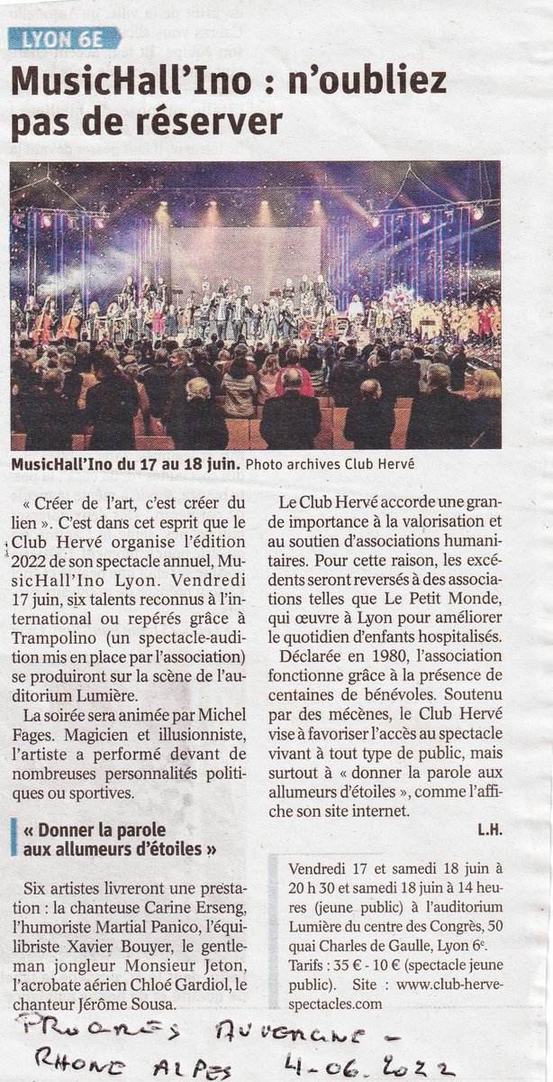 MUSICHALL'INO Lyon - 17 et 18 juin 2022
N'oubliez pas réserver ! club-herve-spectacles.com/lyon/reservati…

Merci <a href="/leprogreslyon/">Le Progrès Lyon</a>