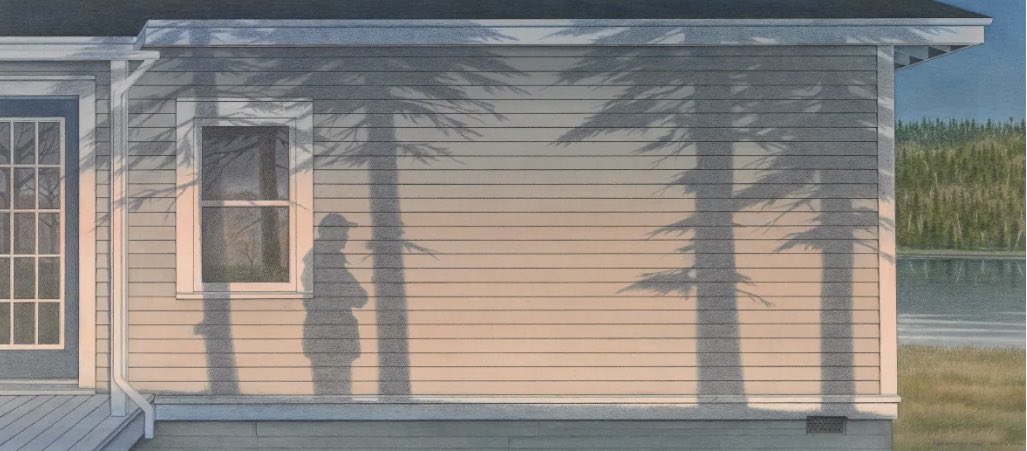 slewisimpson's tweet image. This. This is a watercolour. So skilled. Shadows at my Place, by Christopher Pratt.