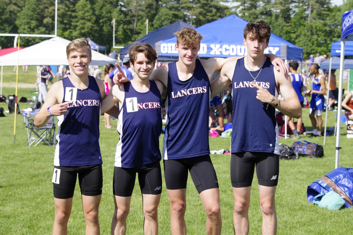 LHSXCTrackClub's tweet photo. Londonderry State Champions!!!

Ryan Fortin, Will Plante, Tyler Kraft, and Sean Clegg win the 4x800 relay (8:09.99) at the NHIAA Meet of Champions and are state champs!

@LHSLancerTrack @Londonderry_ath @Londonderry_lhs @NHTrackandField 
@LondonderryTime https://t.co/tA9aNkXG8l