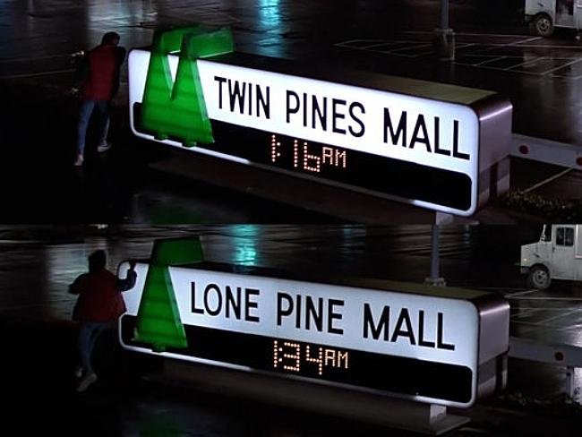 80s_Kidz's tweet photo. Anyone esle notice this subtle diffence in Back To The Future after Marty had knocked down one of the pine trees in his Deloren? https://t.co/PX02CRG3zX