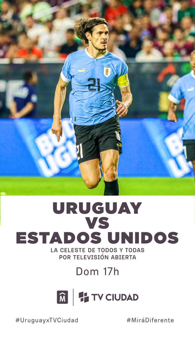 CosseCarolina's tweet photo. Hoy podremos ver a Uruguay vs. Estados Unidos en HD por televisión abierta en @TVCIUDADuy (Canal 6.1). A las 17h comienza la transmisión y 18h el partido. https://t.co/ssmjqDVG65