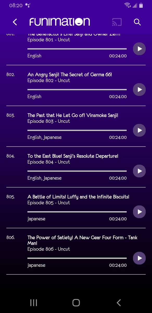 sauazul's tweet photo. @OnePieceAnime @Funimation 5 out of 12 episodes from 795 to 806 are in Japanese ONLY.

795,797,799,805 806 https://t.co/2YpMY7qzgS