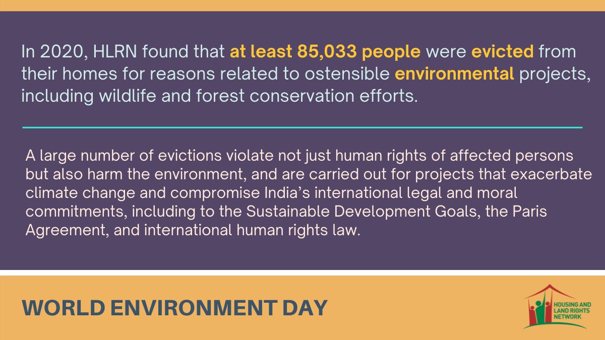 On #WorldEnvironmentDay  #HLRN calls for an integrated approach to #HumanRights & the environment, which recognizes symbiosis between & contributions of local communities to ecological sustainability. #EndForcedEvictions in the guise of 'environmental protection' & #ClimateChange