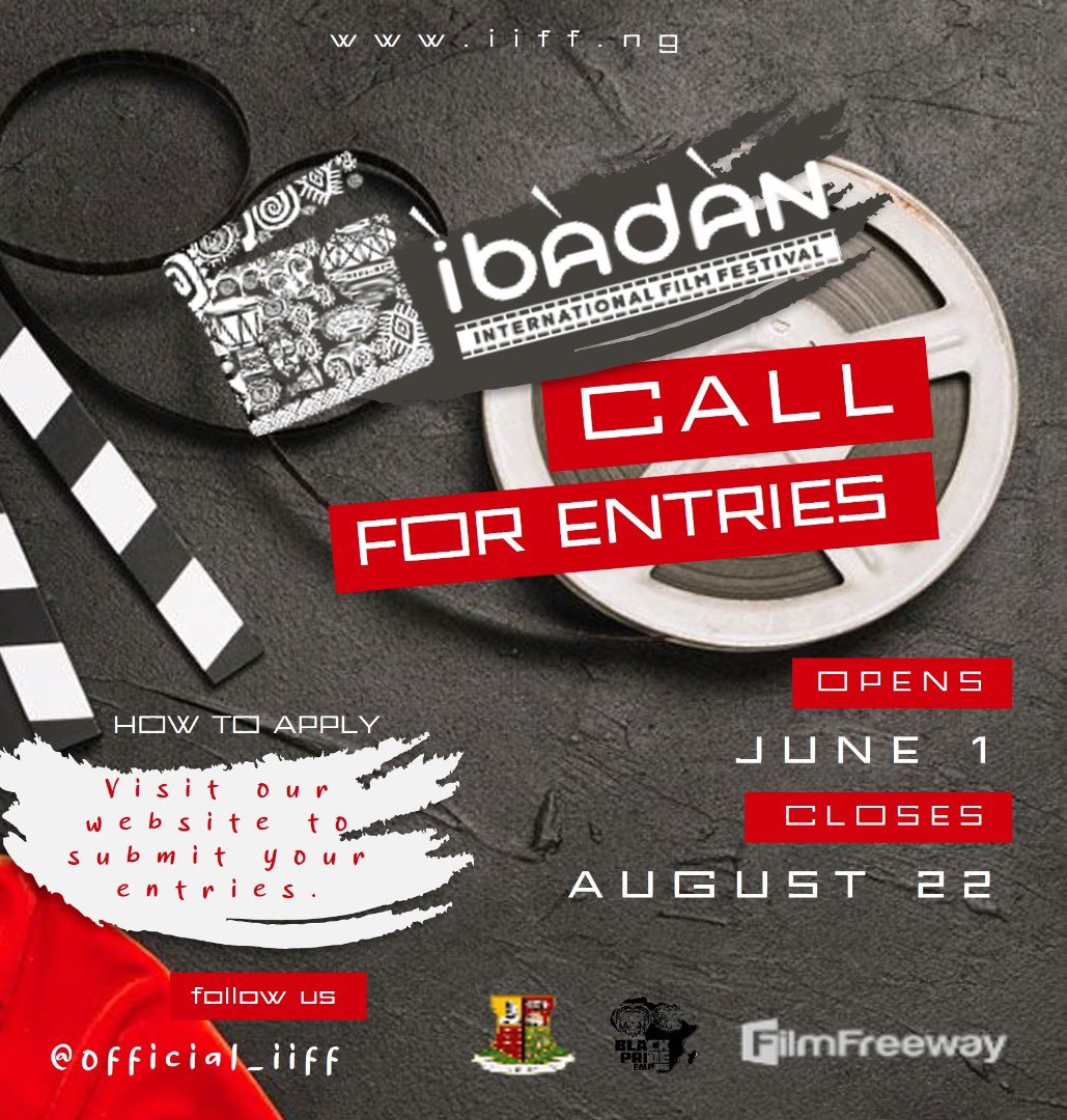 CALL FOR ENTRIES @Official_IIFF 
Visit our Website iiff.ng
Follow our Social Media Pages . 
#iiff #filmfestival @Festival_Cannes @berlinfilmfest @filmfest @newyorkfilm @filmvisionforum @borderlines @filmfestDC @FilmFestLocarno @berlinale