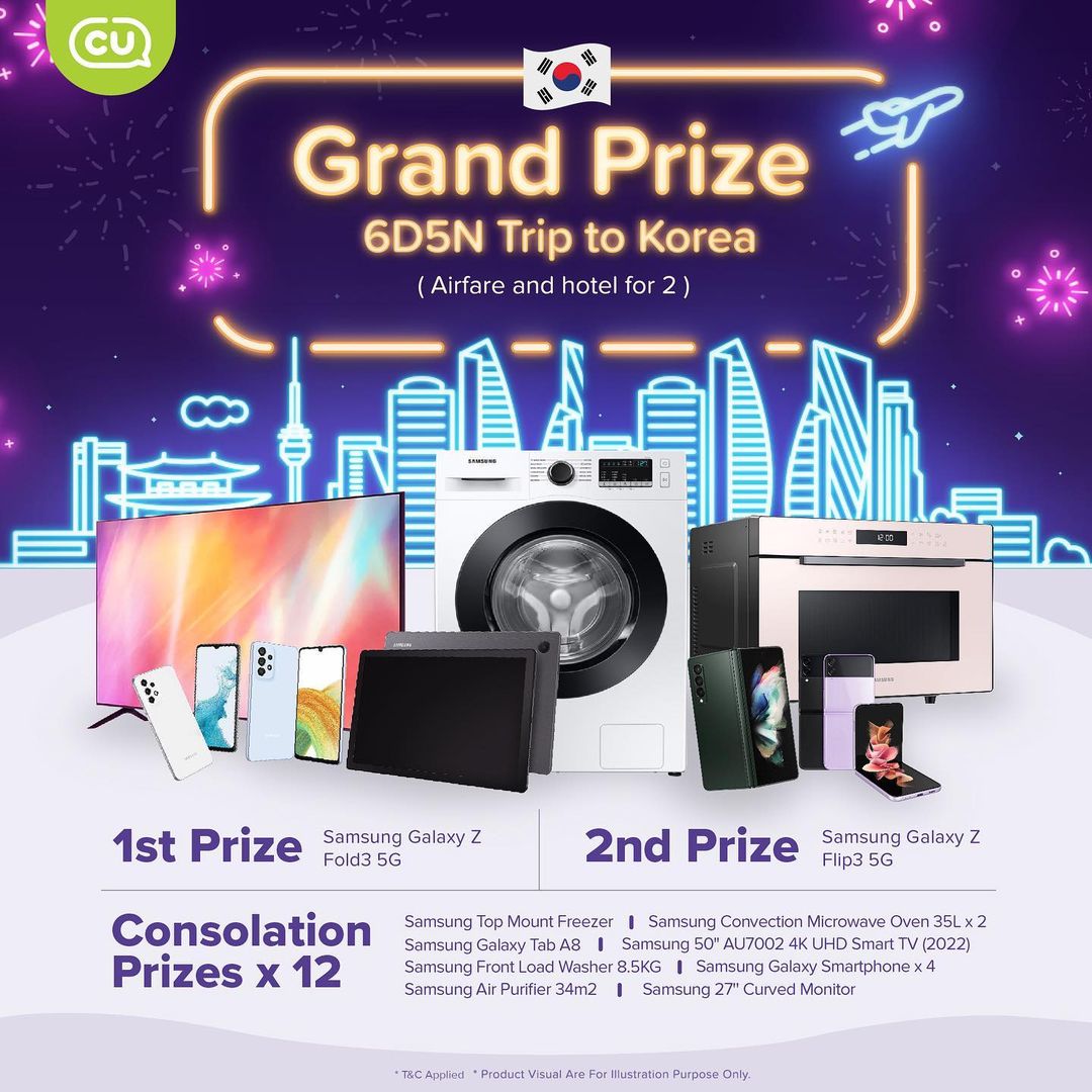 msiakpopfans's tweet photo. [CONTEST] WIN A TRIP TO KOREA! ✈️✈️✈️

@CU_Malaysia is giving away a pair of tickets to Korea 🇰🇷, Samsung gadgets 📱 and home appliances worth up to RM50,000 💰 in conjunction of their first anniversary celebration! 🎂

#NicetoCU #CUMalaysia https://t.co/iIb0eQnttl