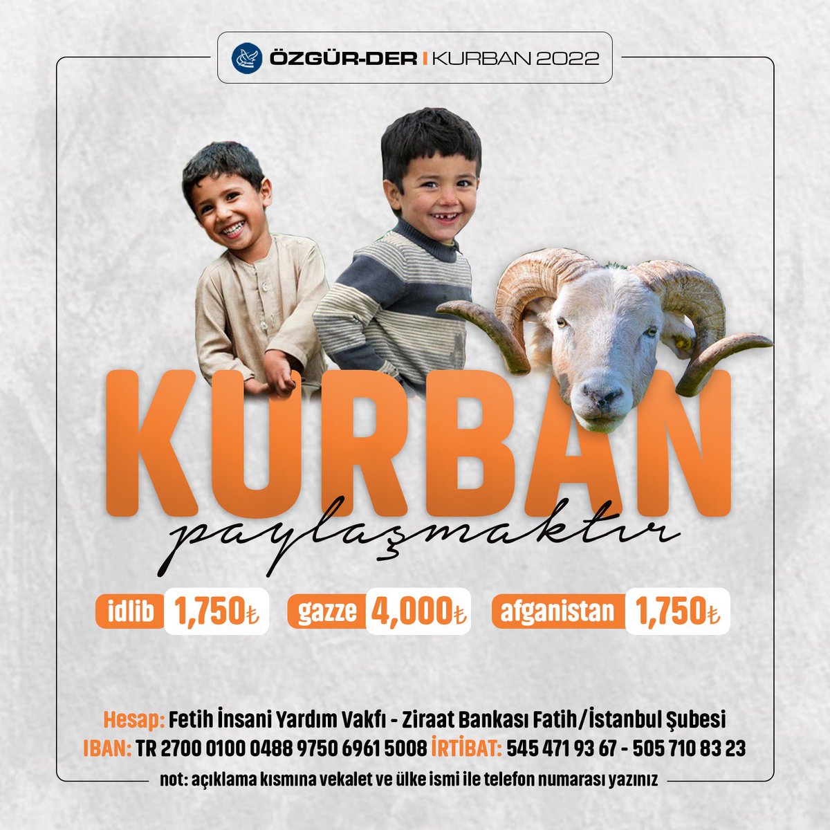 Kurban Paylaşmaktır!

Bu bayram da kardeşlerimiz ile beraberiz.

İdlib: 1.750₺
Gazze: 4.000₺
Afganistan: 1.750₺

💳 TR 2700 0100 0488 9750 6961 5008
📌 Fetih İnsani Yardım Vakfı
📞 505 710 83 23

📝 Açıklamaya vekalet, ülke ismi ve telefon numarası ekleyiniz.