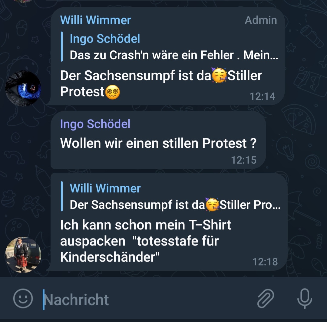 #kirchentag2022 #wassertrüdingen
Nach unseren Informationen soll es einen 'stillen Protest' aus Kreisen der Coronagegnerszene am bayerischen Kirchentag 2022 in Wassertrüdingen geben. Chatverläufe zeigen, das auch Gedanken zum 'crashen' der Veranstaltung vorhanden waren.