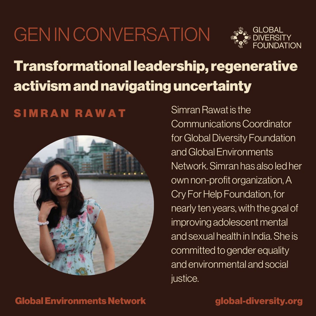 Join us on June 14 from 16:00-18:00 BST for a GEN in Conversation panel discussion on “Transformational leadership, regenerative activism and navigating uncertainty"
We will be joined by  Aditi Arora, <a href="/FrancesMensahW/">Frances Mensah Williams</a> <a href="/cynicdiaries/">Simran Rawat</a>. 

Read more &amp; sign up: shorturl.at/bdBE3