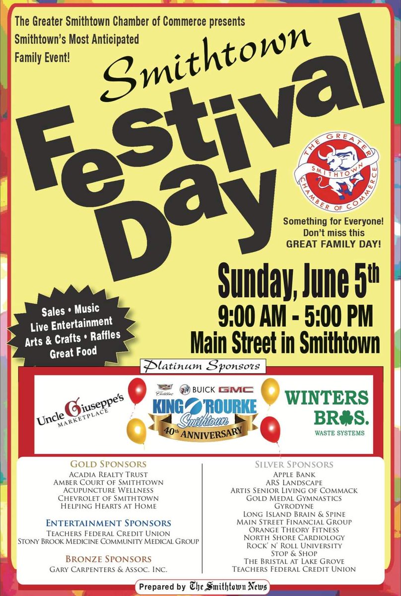 It's a beautiful day out there so come on down to the Smithtown Chamber of Commerce "Smithtown Festival Day". The Brotherhood booth will be on Main St at Elm Ave and we have some new items for sale. Hope to see you there! #smithtown