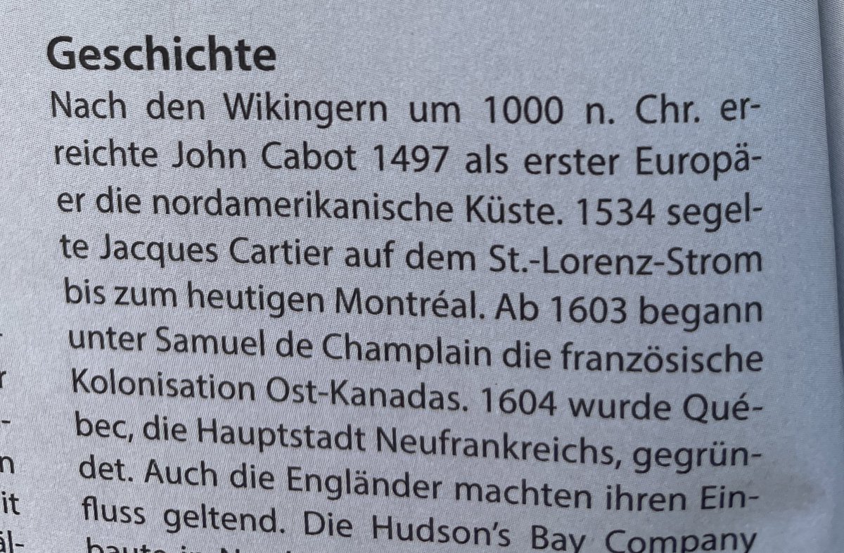 KaiStriebinger's tweet photo. Schon blöd, wenn jahrelange Debatten über Anti-Rassismus am @dumontverlag vorbeigehen und ein Reiseführer über Westkanada (Auflage 2020) den Teil zur kanadischen Geschichte mit Wikingern und Europäern beginnen lässt 🤦‍♂️ #decolonizereisebücher @aba_berlin https://t.co/3yjfTfTWtv