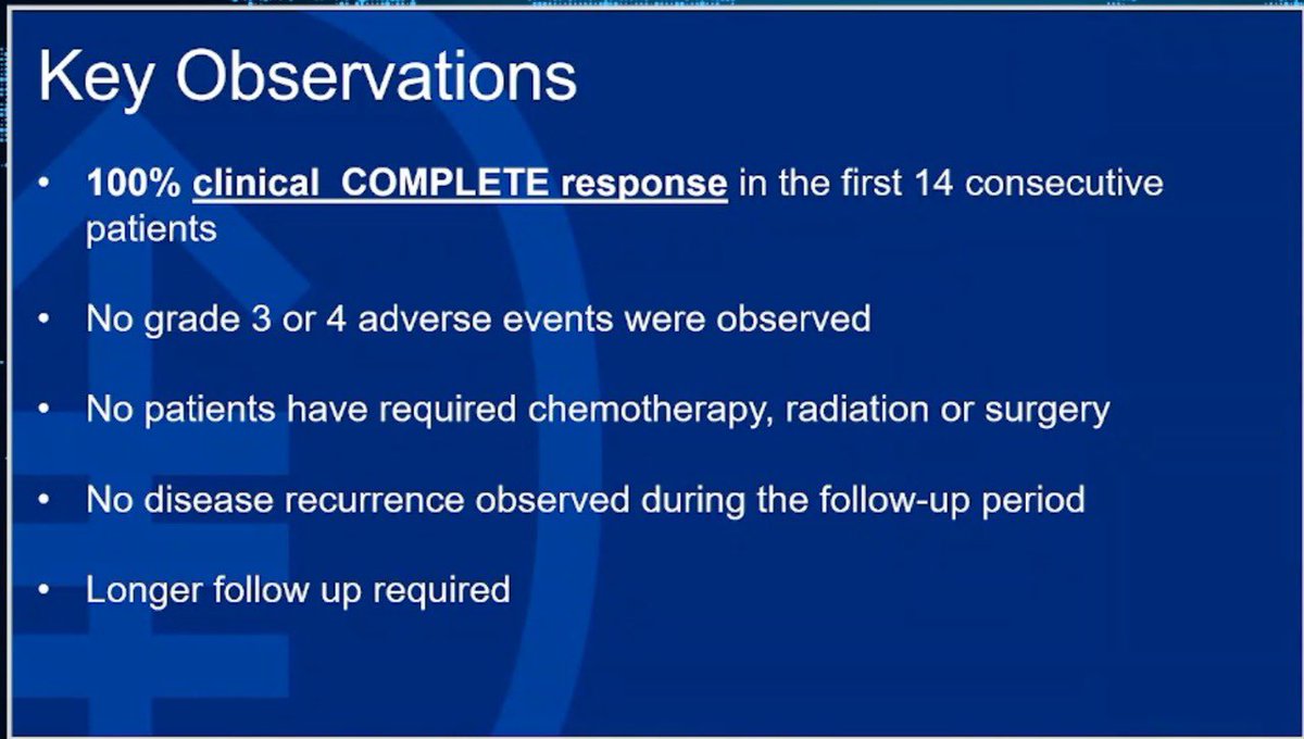 Well deserved ovation to Dr. <a href="/AndreaCercek/">Andrea Cercek</a> and the GI Onc team at <a href="/MSKCancerCenter/">Memorial Sloan Kettering Cancer Center</a> . Yes, you’re reading well: 100% cCCR in pts w/ MSI-H / dMMR LA Rectal Cancer w/ IO. This means possibly no need for CT, RT or Surgery! This is a game changer for our patients!