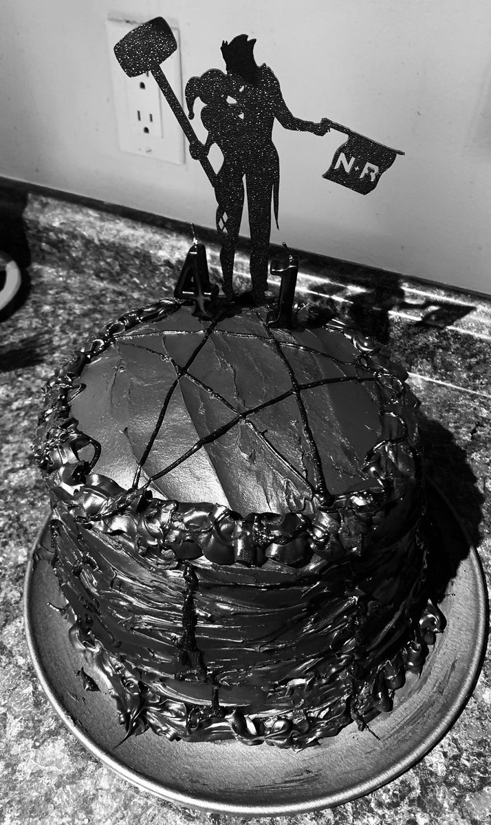 PetitUnEtChaton's tweet photo. Daddy (@FlashFlood81) and I made an epic cake for his birthday too…I’m pretty proud of how it turned out. I haven’t baked in years and years and he’s never baked a cake before. #gothpride #gaypride #alwaysqueer https://t.co/5XNC0KHol2