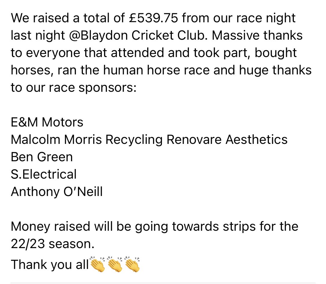 Thanks to everyone who got involved, great night and a great amount raised towards new strips.