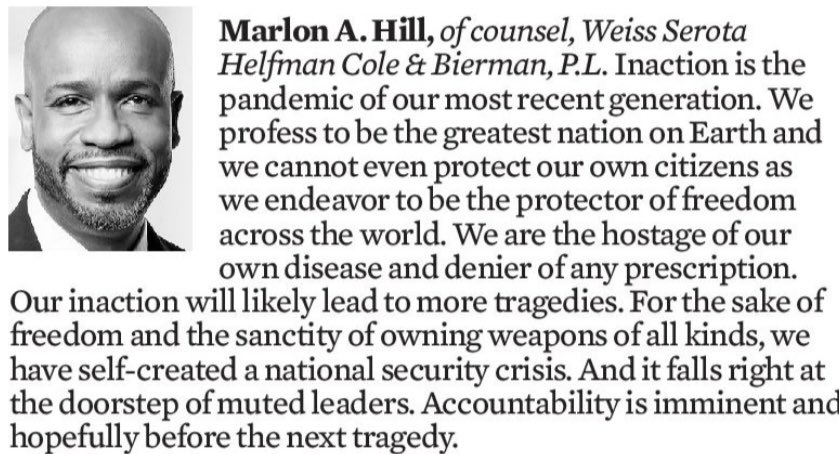 Inaction is the pandemic of our most recent generation <a href="/SoFlaOpinion/">Sun Sentinel Opinion</a> #SF100 #PublicSafety #GunSafetyNow #NationalSecurity #Uvalde #SandyHook #Parkland