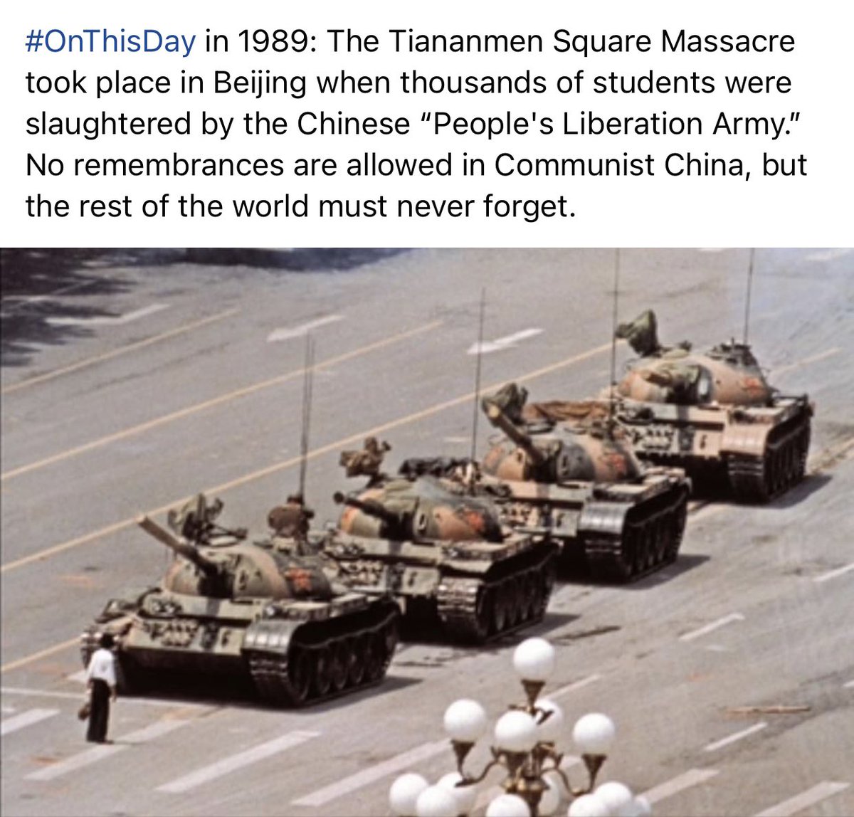 PeterSchriemer's tweet photo. Communism has killed 100 million people in the 20th century. It is an ideology of death. Never forget. Those who don’t know history are doomed to repeat it. #Communism #TiananmenSquare https://t.co/hm684vUxdM