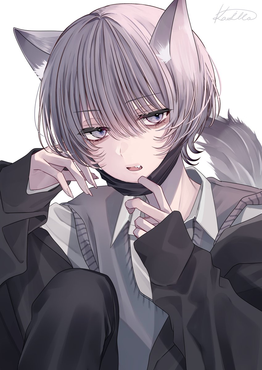 ウルフカットケモ耳男子 」|カシバ@ジョイネットのイラスト