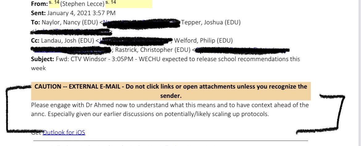 8/ Mr. Lecce asks for his Deputy Minister to reach out to Dr. Ahmed to get clarification prior to his announcement that was happening in four days. Article:  https://windsor.ctvnews.ca/mobile/wechu-expected-to-release-school-recommendations-this-week-1.5252983?fbclid=IwAR3GsqHMNTBukWT5trmh-oWOsODl5KYWwZHJWUZajwiWFN66RKT5BeANzf8