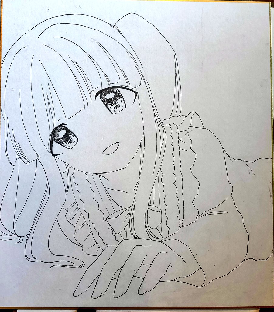 色紙ができるまで、、
①ラフ
②下書き
③線画
④仕上げ 