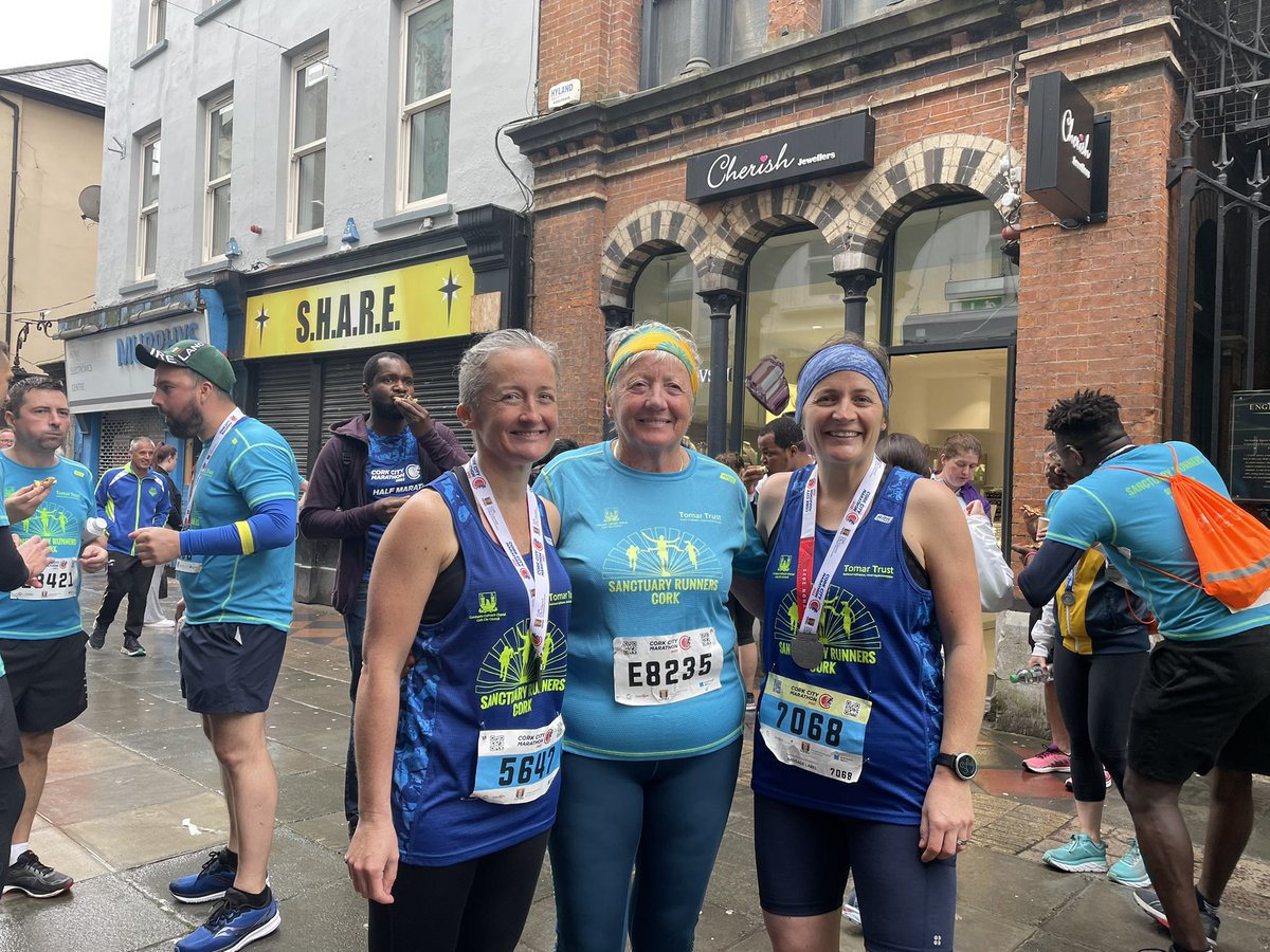 Great day running @TheCorkMarathon half with @NanKearney and lots of @SanctuaryRunner with special well done to my mum @siunkearney1 who ran leg of the relay #Solidarity #friendship #respect