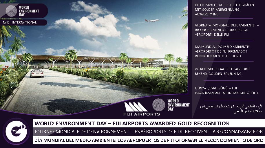 GDTraveltips's tweet photo. GD TRAVEL 10 NEWS - #WorldEnvironmentDay Well done to #TeamFijiAirports who was awarded the #Gold recognition for the #greenterminal project that has seen Nadi International Airport opting for eco friendlier alternatives, showing we can travel greener 🌴🌳🌎🌍🌏 #fiji #ecotravel https://t.co/wGxcLi8bMp