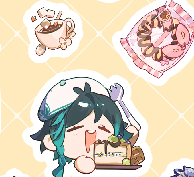 I was craving for sweets while drawing so we have these LMAO If possible I rll want to make a sticker sheet just for tiny desserts o(-( 