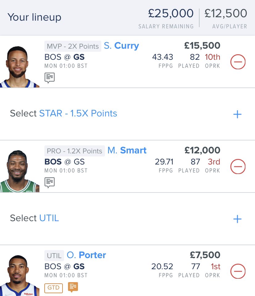 Showtime_DFS's tweet photo. #FanDuel core for Game 2 #NBAFinals slate. Good luck everyone! 🙏 #dfs #nba #bettingpicks #bettingtwitter https://t.co/1RIKPRtH4D