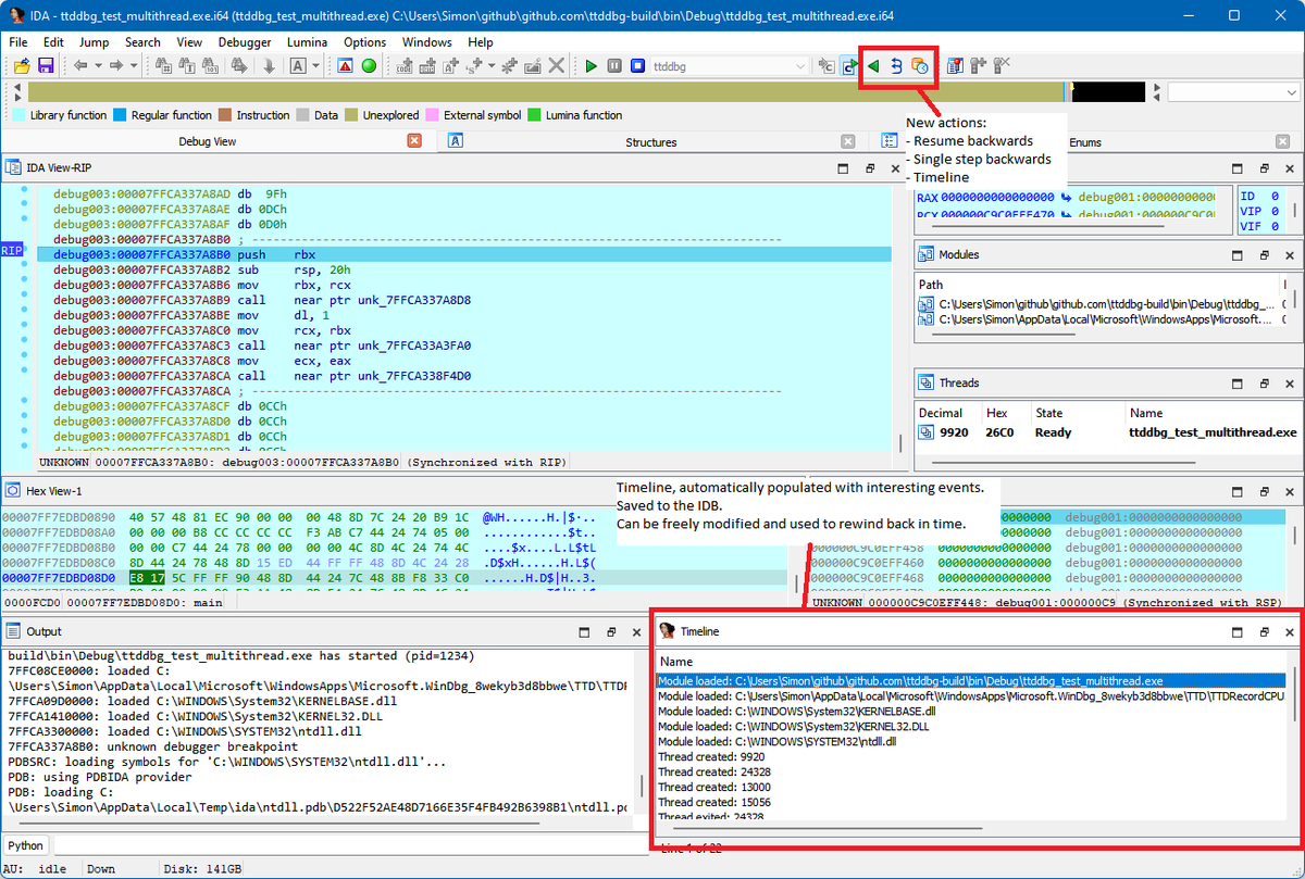 pedramamini's tweet photo. Kudos to the Airbus CERT team for maintaining a number of open-source infosec tools on Github. They most recently released ttddbg, an IDA Pro plugin to ingest the time travel debugging trace data from WinDbg:

https://t.co/mUgjskaExn https://t.co/WBi8uQ9QTZ