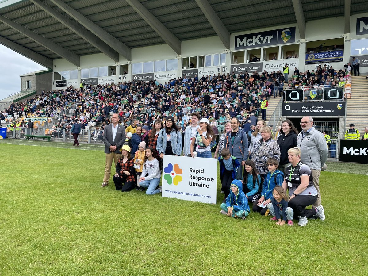 The Chairs of <a href="/LeitrimGAA/">Leitrim GAA</a> Enda Stenson and <a href="/sligogaa/">Sligo GAA</a> <a href="/carrollsean1/">Seán Carroll</a> welcome citizens of the Ukraine who have relocated to the our counties with the support of <a href="/rapidresponseUA/">Rapid Response Ukraine</a> #TailteannCup