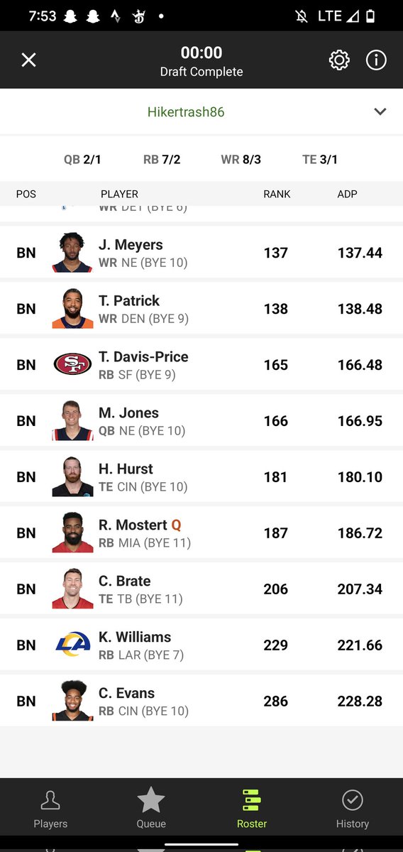 hypotheseyes's tweet photo. Little #cardioclub drafting this am on an easy long run while listening to @GOATdistrict "Hardway" @FFPC FBG draft.  Got 3 DK best ball squads in and like this Bengals stack team the best. What say you @jlarkytweets @JDGOATDiSTRiCT @ff_GoBills @RonStewart_ @HilowFF https://t.co/WXjNzFTgaA