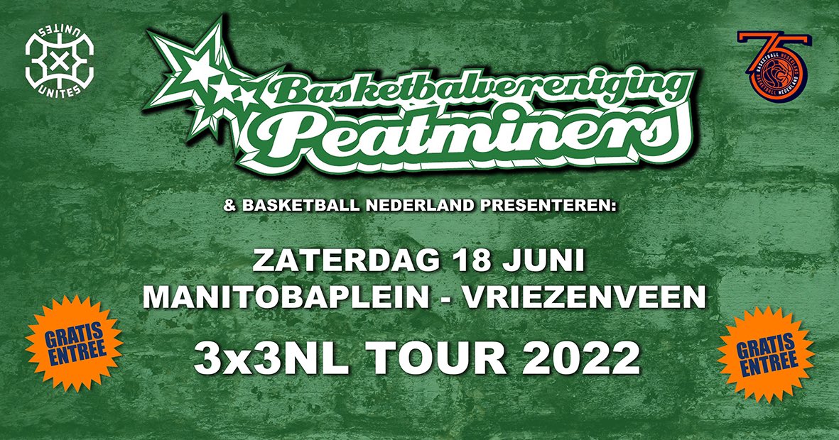 Peatminers's tweet image. 18 juni topbasketbal op Manitobaplein:
dat wil je niet missen! Meer info of meedoen? Zie verder 
peatminers.nl/uncategorized/… @3x3NL @Basketball_NED