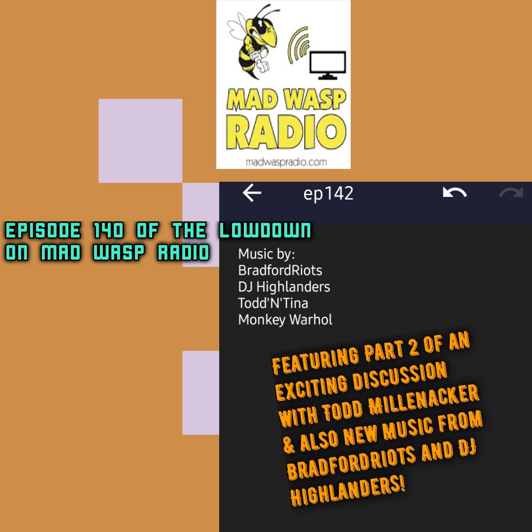 Stay tuned to MadWaspRadio.com this Mon 11pm &amp; Sat 6am (BST) for part 2 of the lowdown's awesome conversation with Todd Millenacker, also new music from BradfordRiots and DJ Highlanders!
#MadWaspRadio #ToddMillenacker #MonkeyWarhol #ToddNTina #BradfordRiots #DJHighlanders