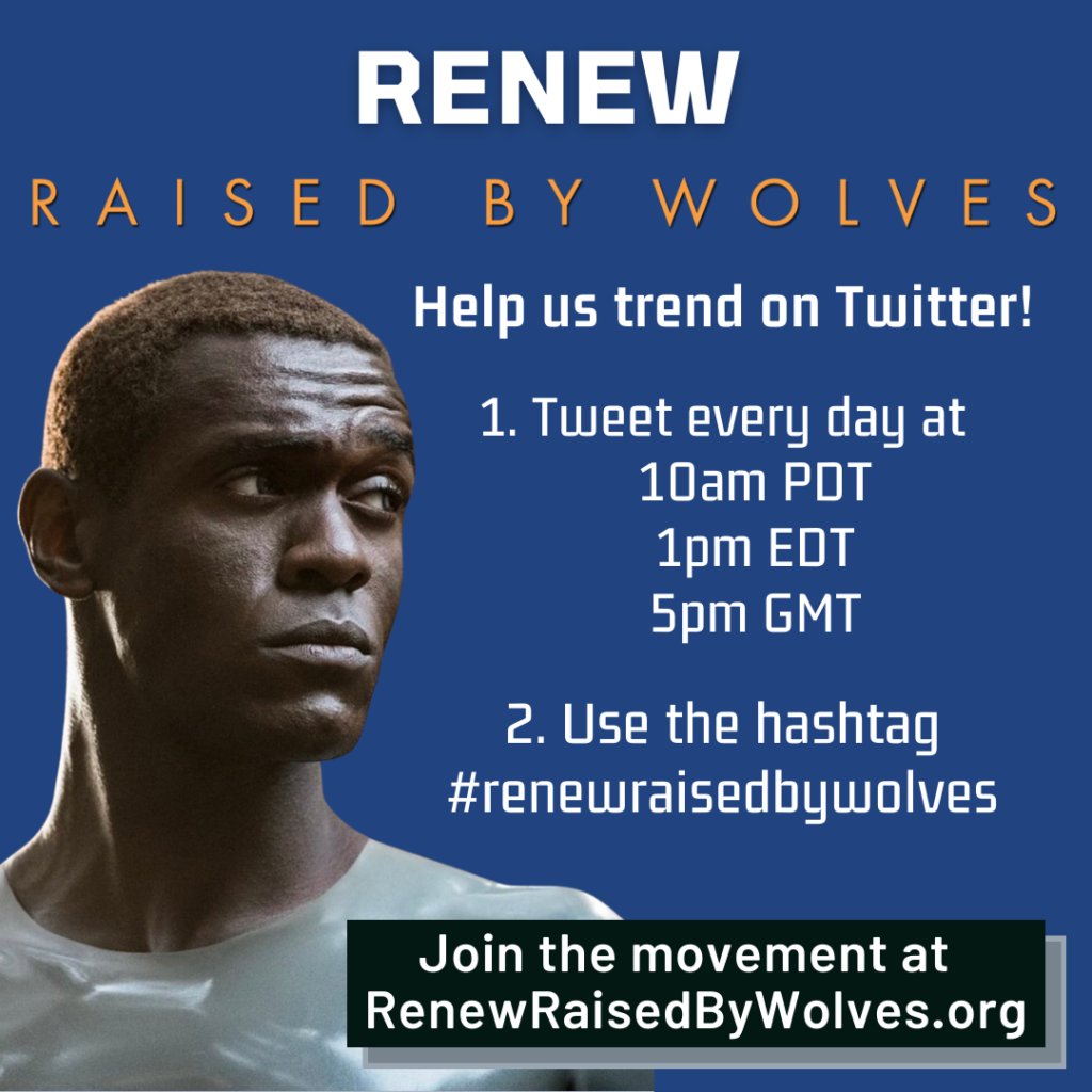 TheTrustRBW's tweet photo. It begins in 10 minutes (5PM GMT/1PM EST). 
Copypasta below!
#RenewRaisedByWolves #SaveRaisedByWolves 
@AmazonStudios
 @STARZ
 @Showtime
 @AppleTV
 @netflix
 @hulu
@peacockTV @paramountplus 
https://t.co/vOSWZrC3FM
https://t.co/5Q2p1xD66z https://t.co/6H62qSD4I7