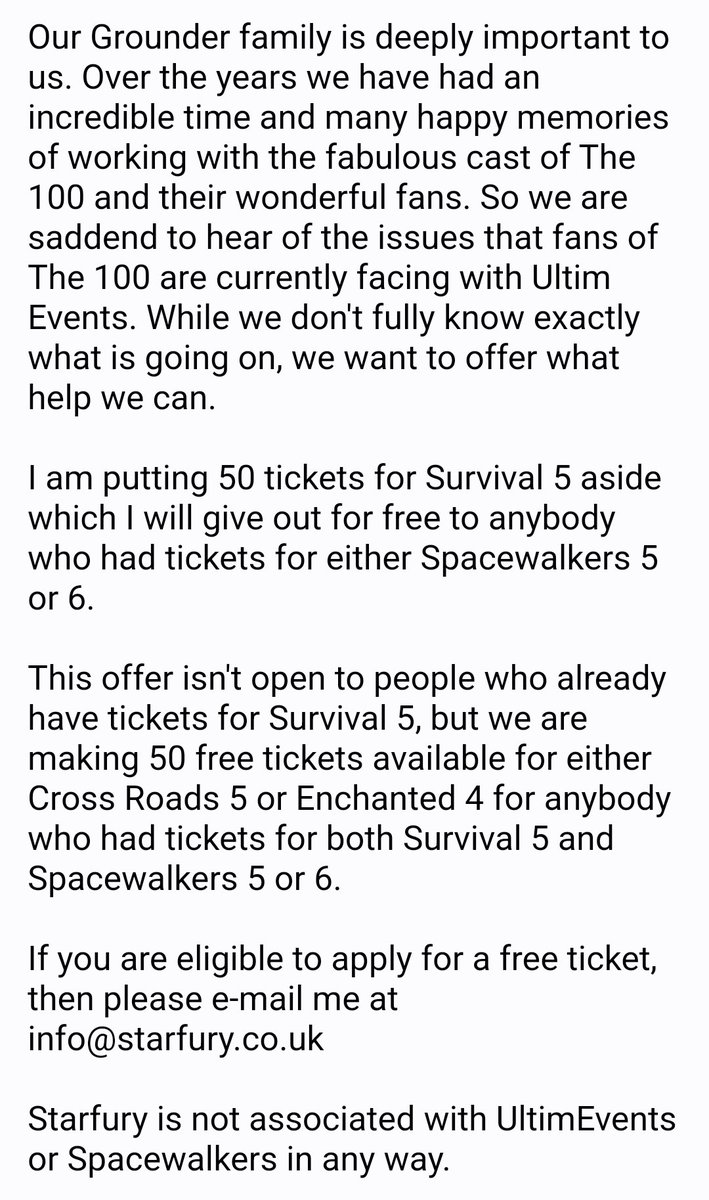 starfuryevents's tweet photo. A message from Starfury to all attendees of Spacewalkers 5 & 6 from @ultimeventz https://t.co/IJS61i4xKf