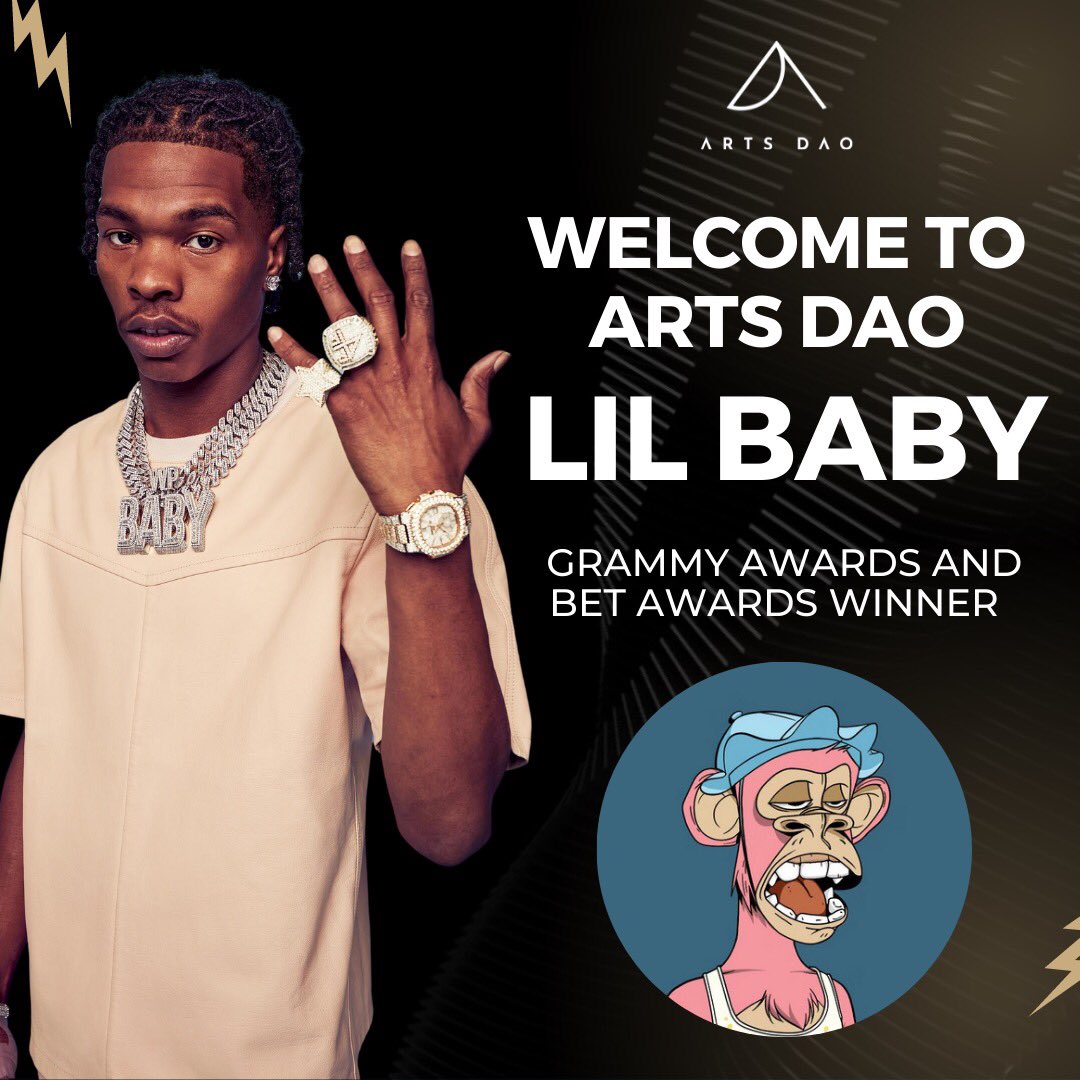 Arts DAO (@arts_dao) on Twitter photo Hip Hop artist <a href="/lilbaby4PF/">Lil Baby</a> just aped into the Ethernal Gates by Arts DAO token. 
This was not a paid promotion and it happened through the network of our Jedi’s. 
We are proud to welcome him into our  community and are looking forward to host him at our future events! 🔥🚀🔥 Hip Hop artist <a href="/lilbaby4PF/">Lil Baby</a> just aped into the Ethernal Gates by Arts DAO token. 
This was not a paid promotion and it happened through the network of our Jedi’s. 
We are proud to welcome him into our  community and are looking forward to host him at our future events! 🔥🚀🔥