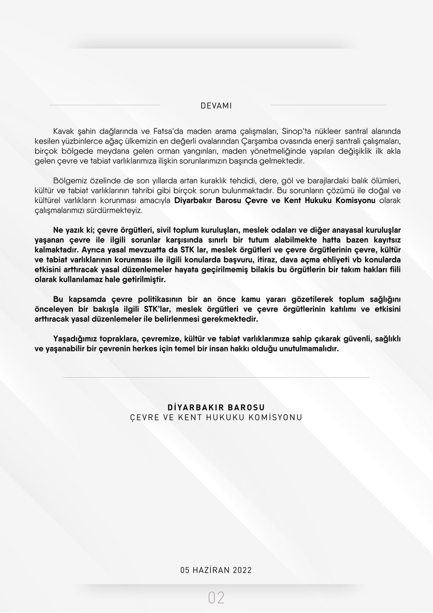 Savaşlar ve Küresel İklim Krizi nedeniyle Yaşam Hakkını ihlal edecek boyuta ulaşan Çevre Hakkı ihlallerinin son bulması dileğiyle. #5HaziranDünyaÇevreGünü