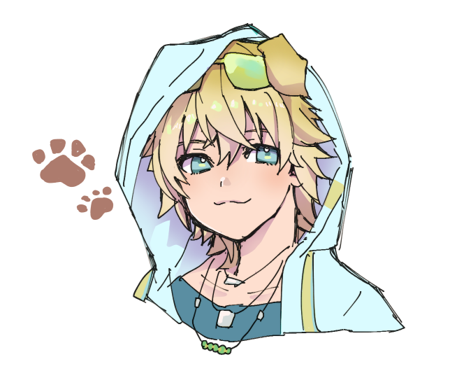 1boy male focus blonde hair animal ears hood paw print solo  illustration images