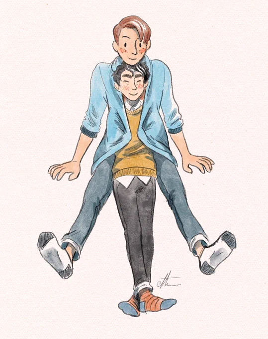 I finally watched HEARTSTOPPER! It was very cute, and I had to draw the boys. 