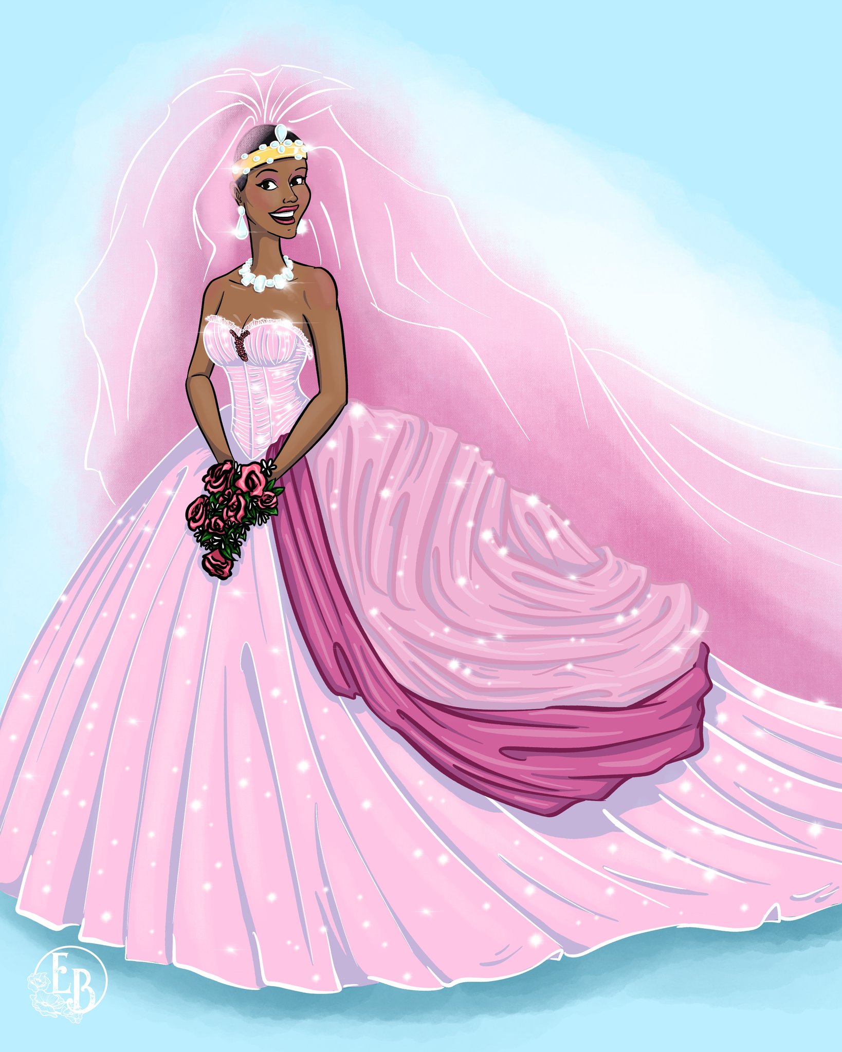 Emily Barksdale Art Commissions Open on X Day 3 Heiress to a fast food company and Queen of Zamunda Lisa McDowell from Coming to America Love her larger than life pink wedding gown