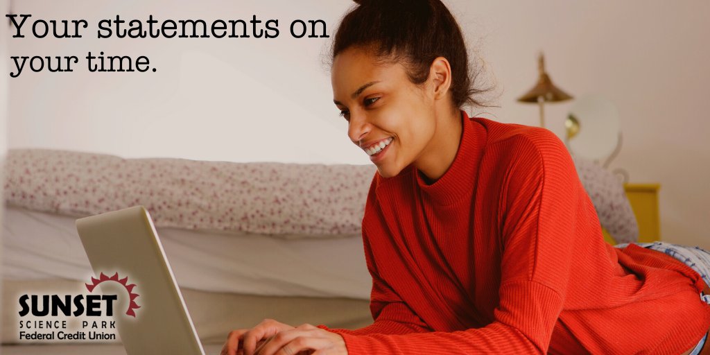 SunsetCU's tweet image. When you sign up for e-Statements through #SunsetFCU, you get your statements on your time. 👏 Not to mention, it is more secure and quick than the mailed version. ❤️ 

Learn more: bit.ly/3pjJvSC

#KeepPortlandWeird #SimpleToSwitch #Portland