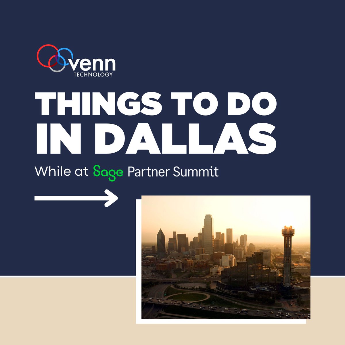 venn_tech's tweet photo. You probably have a busy week ahead at #SagePartnerSummit, but us Texas folks had to share some things do in #Dallas when you get downtime.

We look forward to seeing everyone this week. Stop by Booth N10 to enter in our Win a Yeti from a Yeti giveaway! 

(Continued 👇) https://t.co/qOeL5715H3