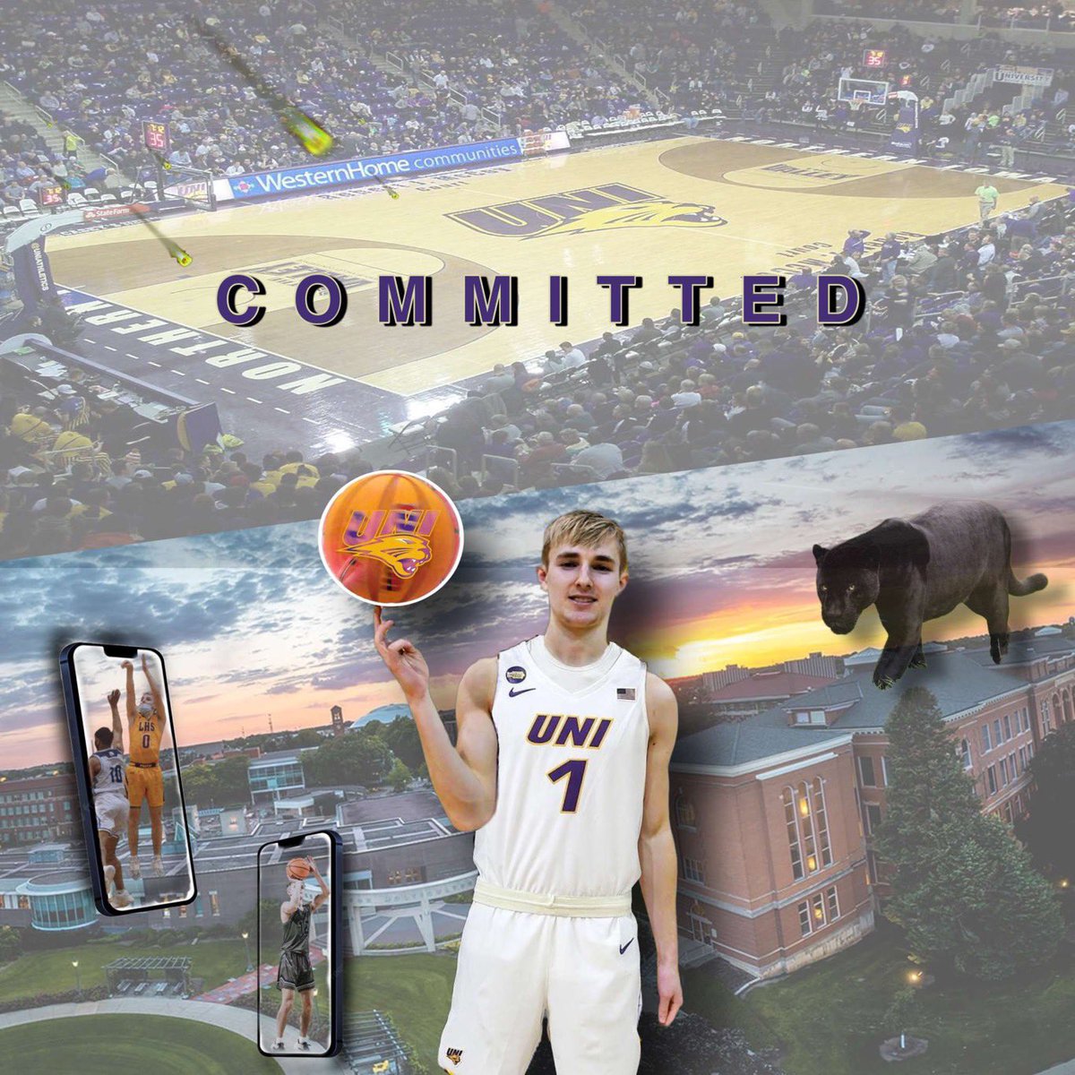 Super excited to announce my commitment to the University of Northern Iowa. I would like to thank God, my family, friends, coaches, and teammates who have all helped and supported me along the way! Go panthers !! 💜💛<a href="/UNImbb/">UNI Basketball</a>