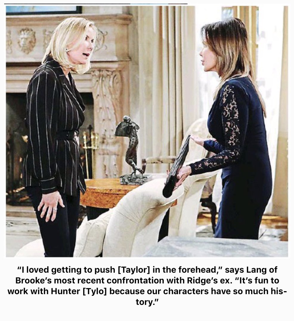 CtheHuntress's tweet image. KKL SID interview from 2019 and her take on those scenes with HT (Taylor) B&B, “ I loved getting to push (Taylor) in the forehead” says Lang…🎬🤬those scenes were awful, disrespectful 🫣