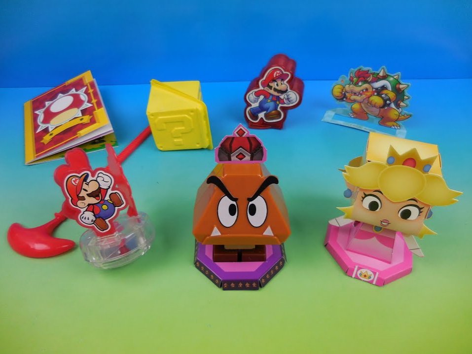 Cursed_Merch's tweet image. Mario and Luigi Paper Jam toys from Sonic (the restaurant), 2016