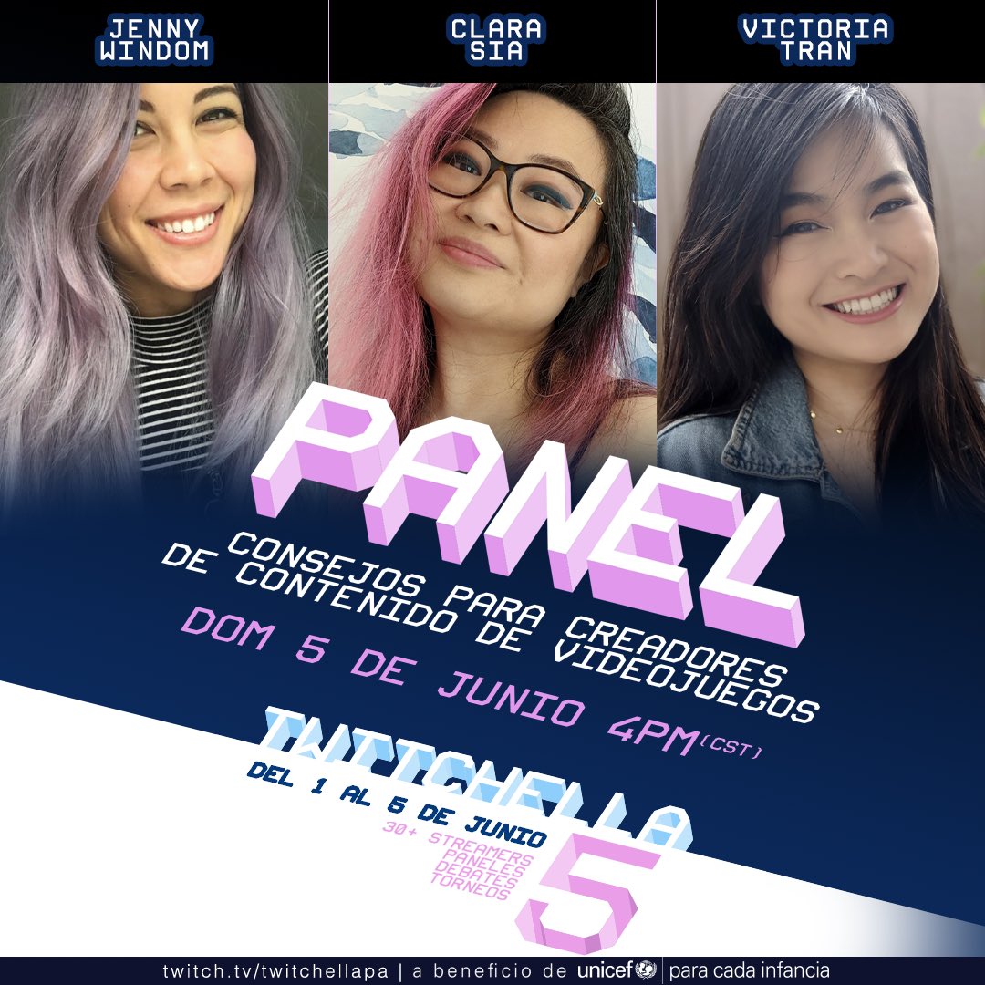 Si eres creador de contenido de video juegos, no te puedes perder este panel de <a href="/TwitchellaPA/">Twitchella Stream Fest Panama</a> 💜

Acompáñame mientras exprimo todo el conocimiento de 3 grandes líderes de la industria: <a href="/seriouslyclara/">Clara Sia</a> <a href="/TheVTran/">Victoria Tran 🧋</a> &amp; <a href="/kimchica25/">Jenny | Kimchica 🌻🇵🇸</a> 

4PM CT / 5PM ET @
Twitch.tv/eldavidyestefi… 👈🏻